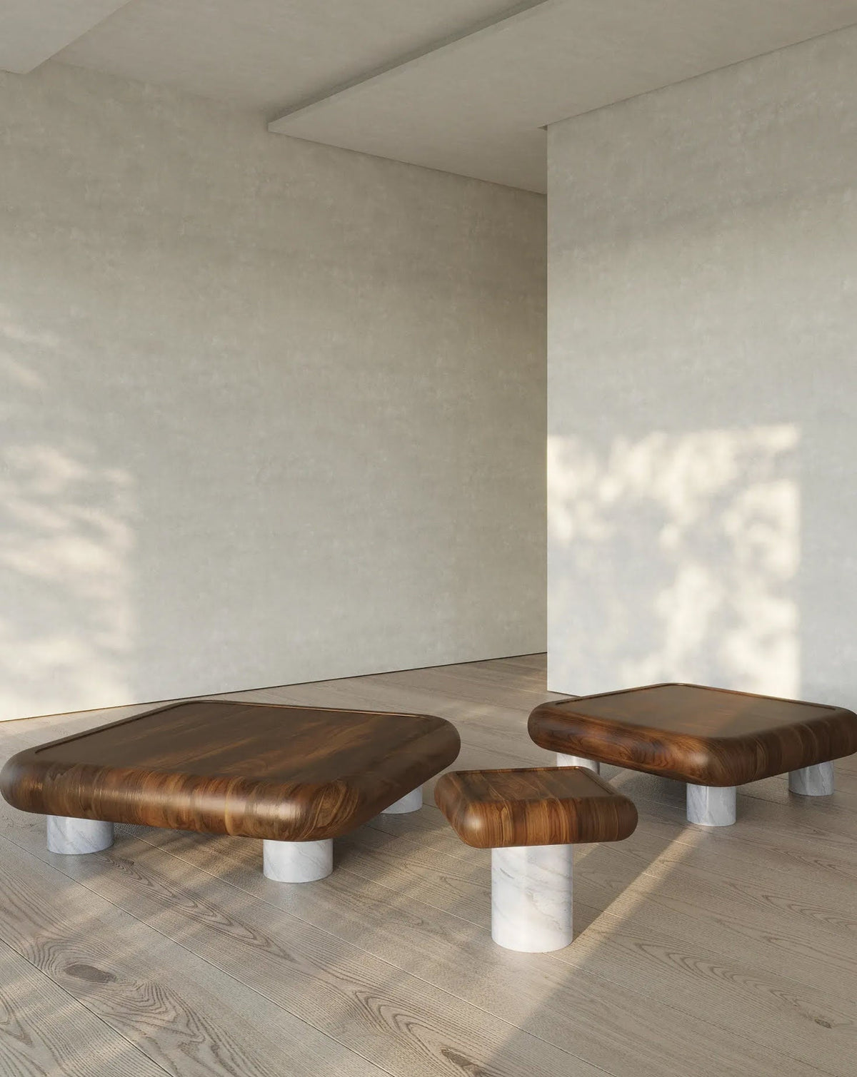 Table basse en bois et marbre
